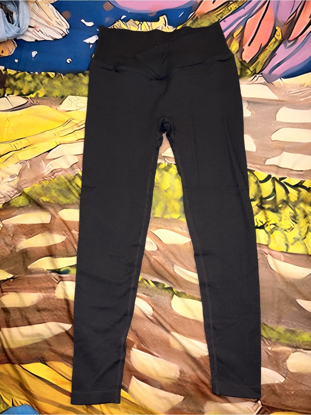 Women's charcoal High-Waist Ribbed Leggings